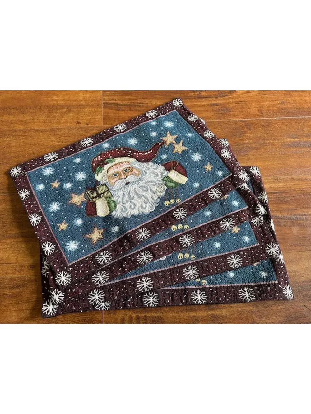 Set of 4 Vintage Santa Claus Holiday Tapestry Placemats